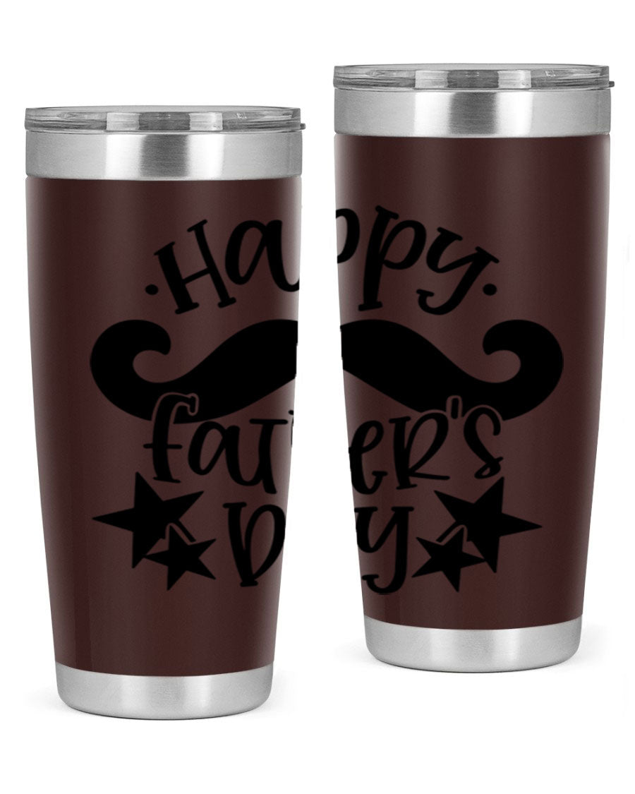 Happy Father's Day 20oz Tumbler made of stainless steel with a drink-thru lid, designed to keep beverages hot or cold.