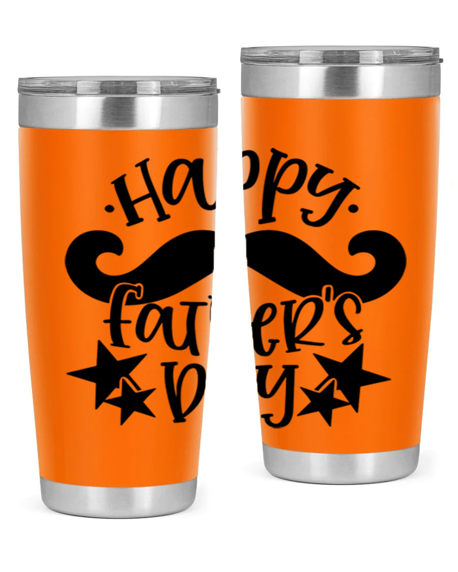 Happy Father's Day 20oz Tumbler made of stainless steel with a drink-thru lid, designed to keep beverages hot or cold.