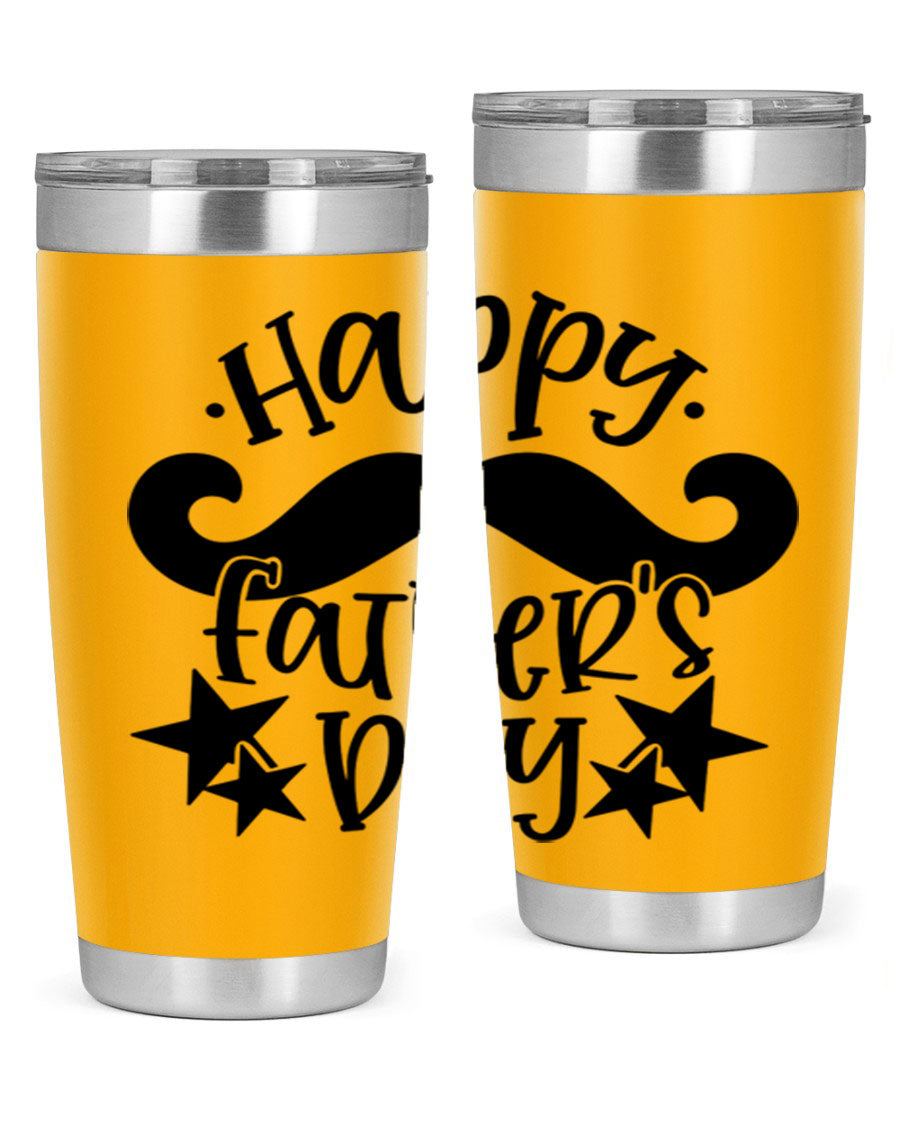 Happy Father's Day 20oz Tumbler made of stainless steel with a drink-thru lid, designed to keep beverages hot or cold.