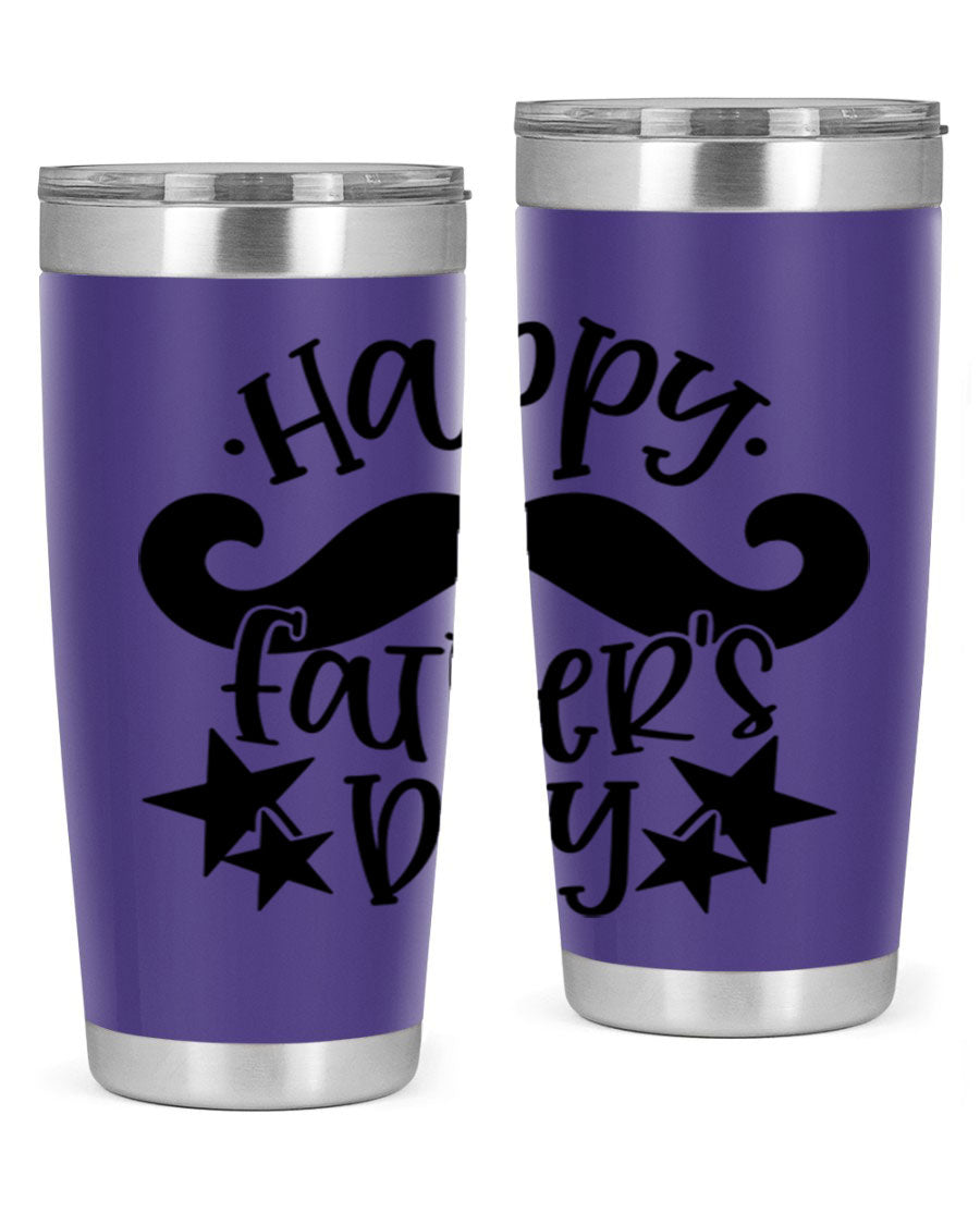 Happy Father's Day 20oz Tumbler made of stainless steel with a drink-thru lid, designed to keep beverages hot or cold.