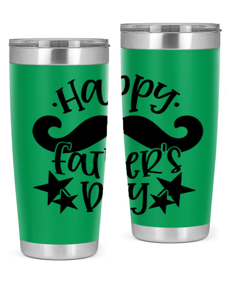 Happy Father's Day 20oz Tumbler made of stainless steel with a drink-thru lid, designed to keep beverages hot or cold.