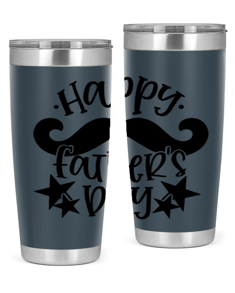 Happy Father's Day 20oz Tumbler made of stainless steel with a drink-thru lid, designed to keep beverages hot or cold.