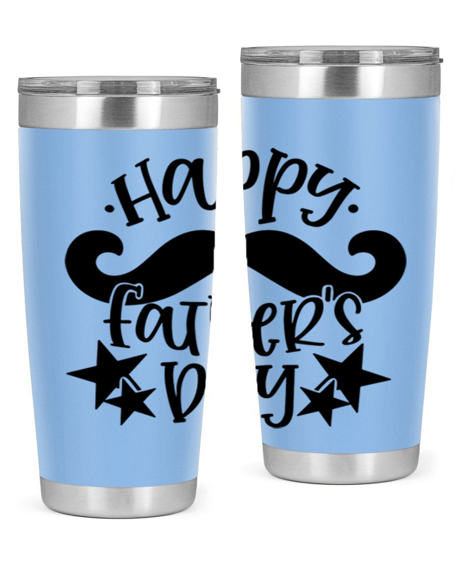 Happy Father's Day 20oz Tumbler made of stainless steel with a drink-thru lid, designed to keep beverages hot or cold.