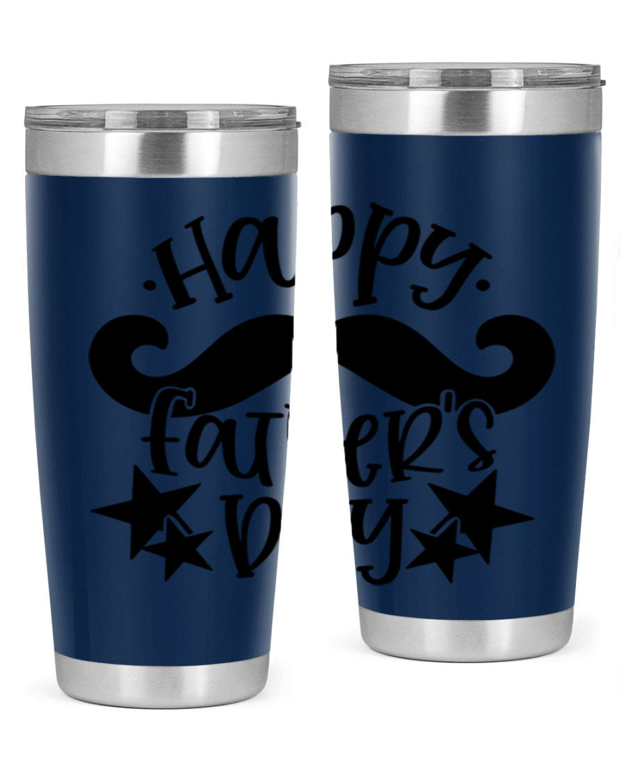 Happy Father's Day 20oz Tumbler made of stainless steel with a drink-thru lid, designed to keep beverages hot or cold.
