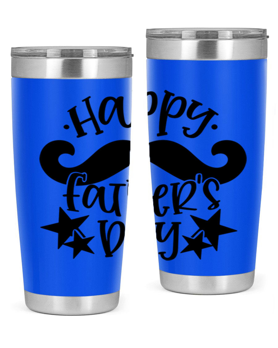 Happy Father's Day 20oz Tumbler made of stainless steel with a drink-thru lid, designed to keep beverages hot or cold.