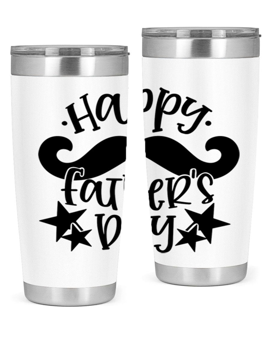 Happy Father's Day 20oz Tumbler made of stainless steel with a drink-thru lid, designed to keep beverages hot or cold.