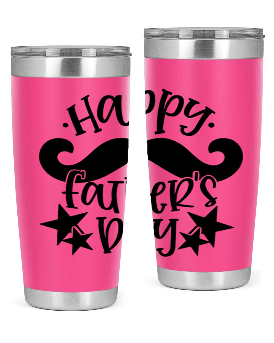 Happy Father's Day 20oz Tumbler made of stainless steel with a drink-thru lid, designed to keep beverages hot or cold.