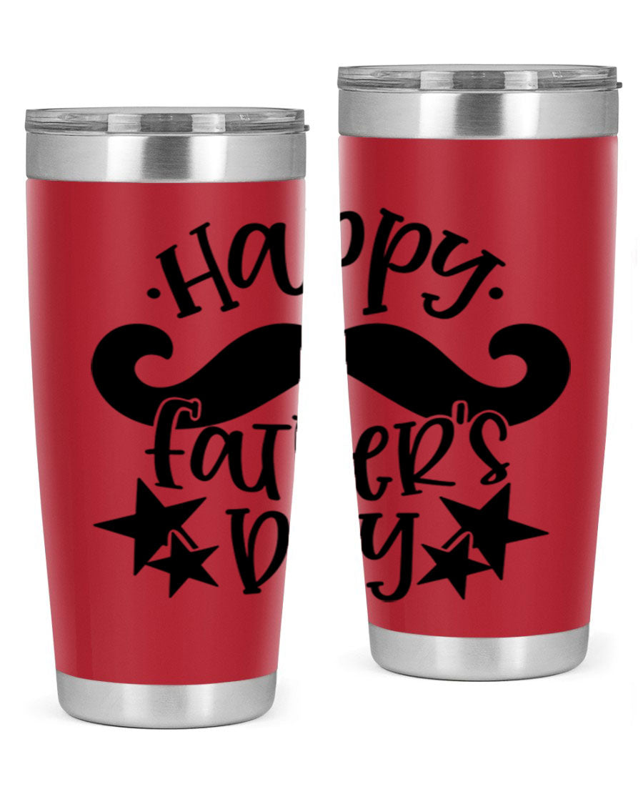 Happy Father's Day 20oz Tumbler made of stainless steel with a drink-thru lid, designed to keep beverages hot or cold.