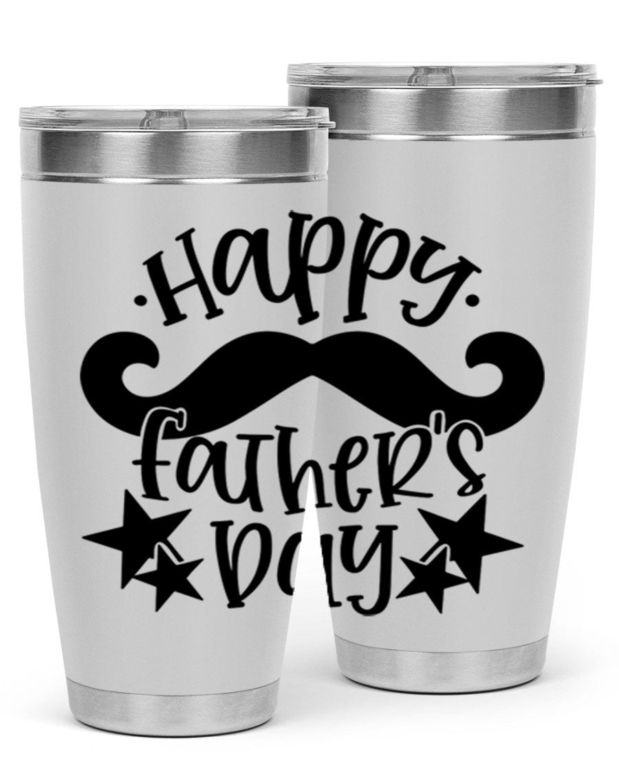 Happy Father's Day 20oz Tumbler made of stainless steel with a drink-thru lid, designed to keep beverages hot or cold.