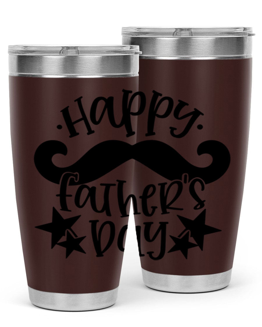 Happy Father's Day 20oz Tumbler made of stainless steel with a drink-thru lid, designed to keep beverages hot or cold.