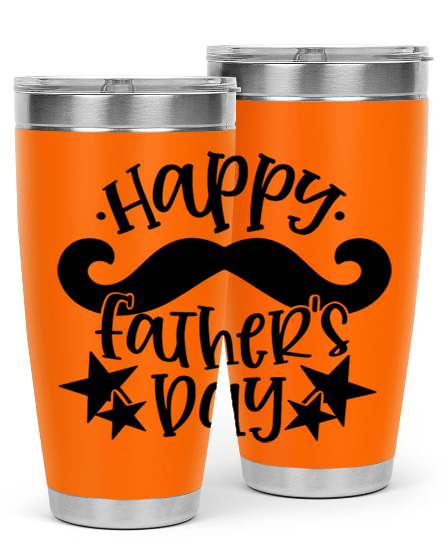Happy Father's Day 20oz Tumbler made of stainless steel with a drink-thru lid, designed to keep beverages hot or cold.