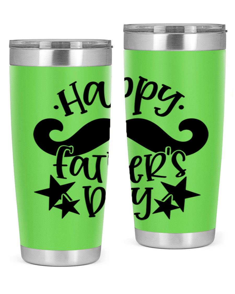 Happy Father's Day 20oz Tumbler made of stainless steel with a drink-thru lid, designed to keep beverages hot or cold.