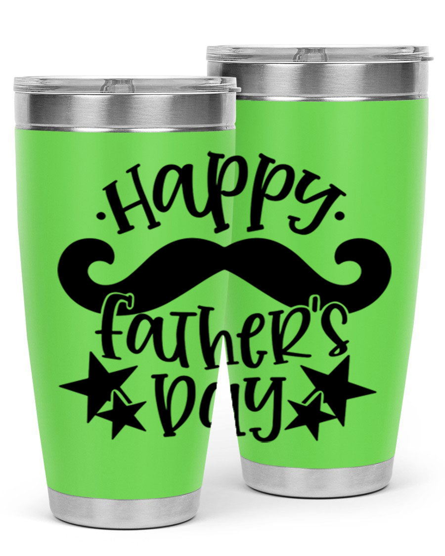 Happy Father's Day 20oz Tumbler made of stainless steel with a drink-thru lid, designed to keep beverages hot or cold.