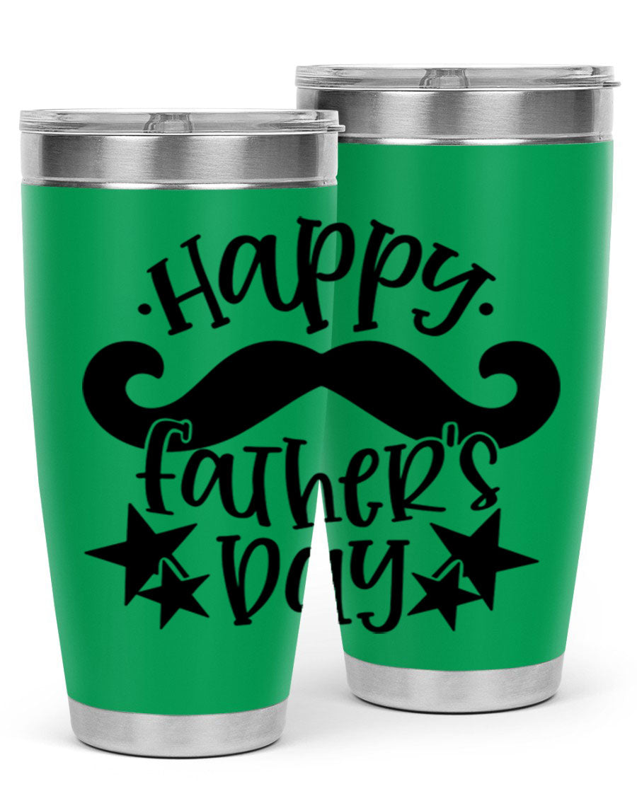 Happy Father's Day 20oz Tumbler made of stainless steel with a drink-thru lid, designed to keep beverages hot or cold.