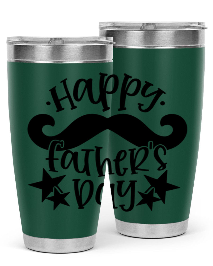 Happy Father's Day 20oz Tumbler made of stainless steel with a drink-thru lid, designed to keep beverages hot or cold.
