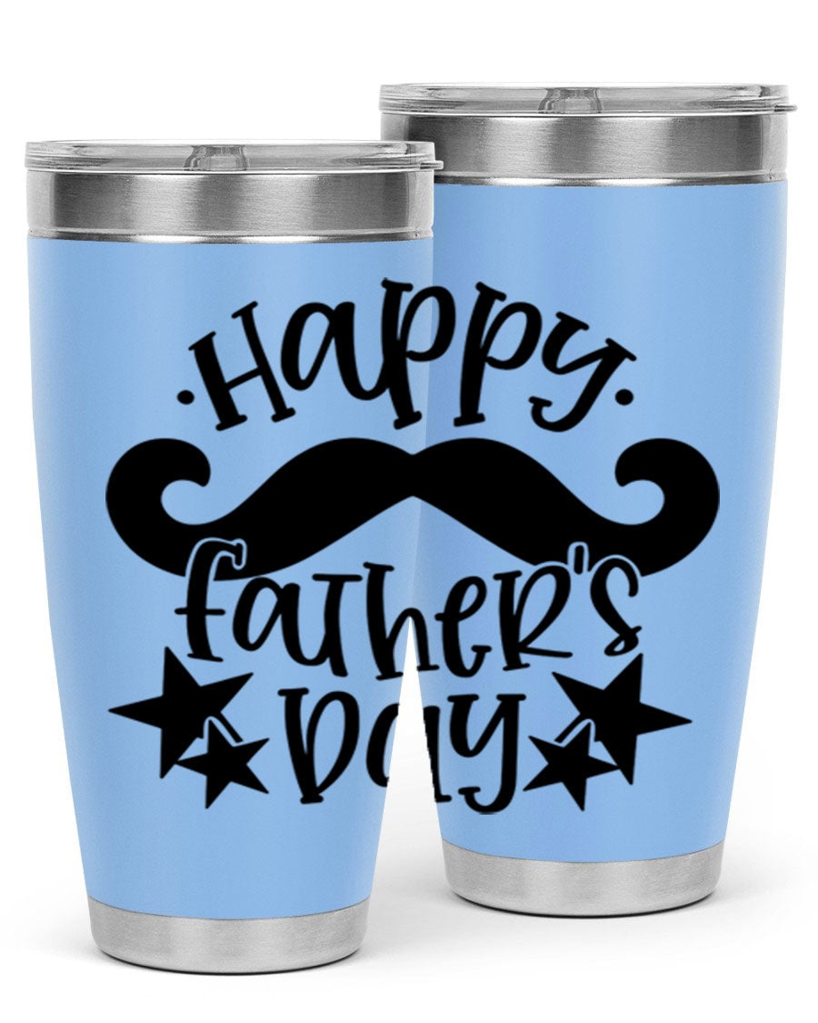 Happy Father's Day 20oz Tumbler made of stainless steel with a drink-thru lid, designed to keep beverages hot or cold.