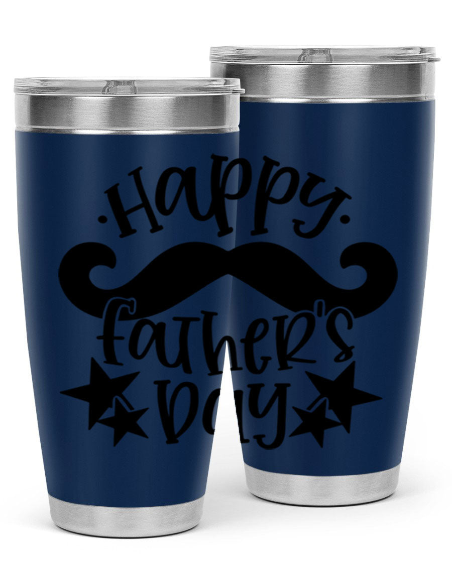 Happy Father's Day 20oz Tumbler made of stainless steel with a drink-thru lid, designed to keep beverages hot or cold.