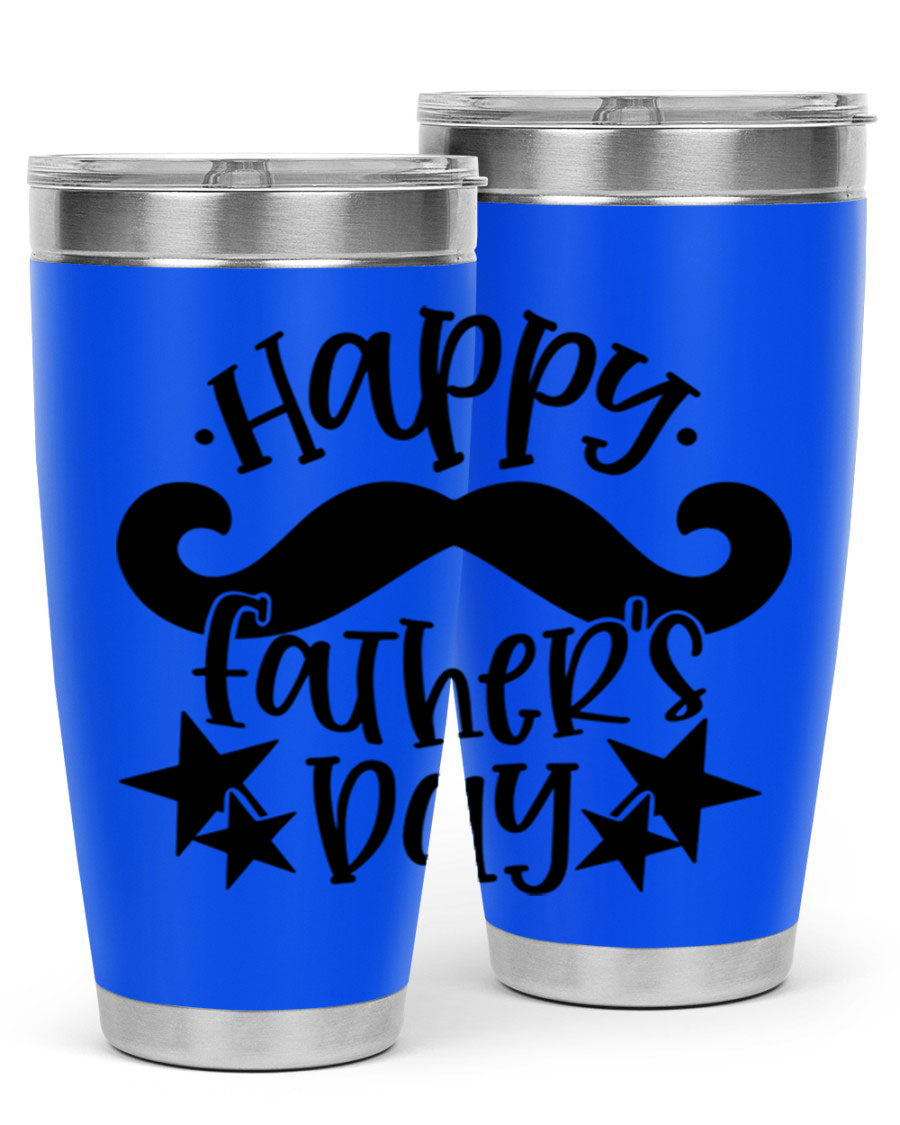 Happy Father's Day 20oz Tumbler made of stainless steel with a drink-thru lid, designed to keep beverages hot or cold.