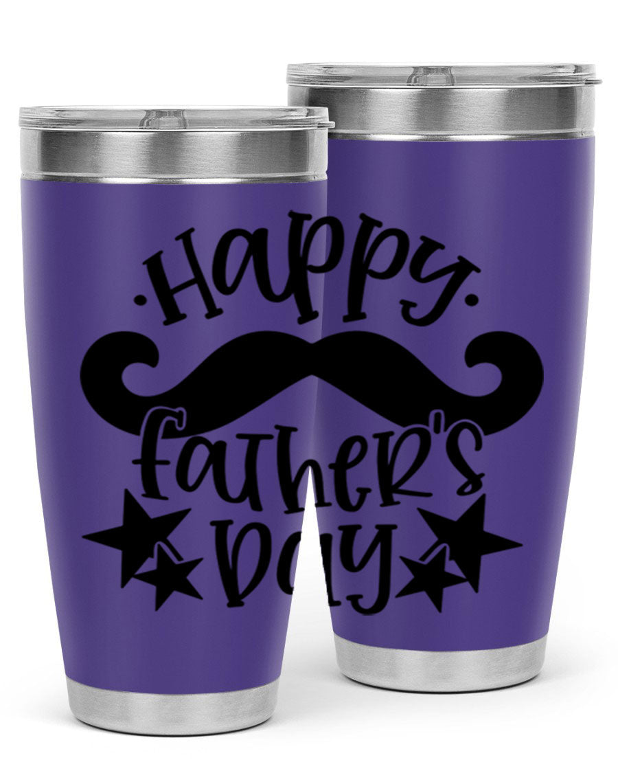 Happy Father's Day 20oz Tumbler made of stainless steel with a drink-thru lid, designed to keep beverages hot or cold.