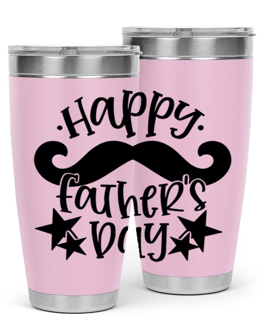 Happy Father's Day 20oz Tumbler made of stainless steel with a drink-thru lid, designed to keep beverages hot or cold.