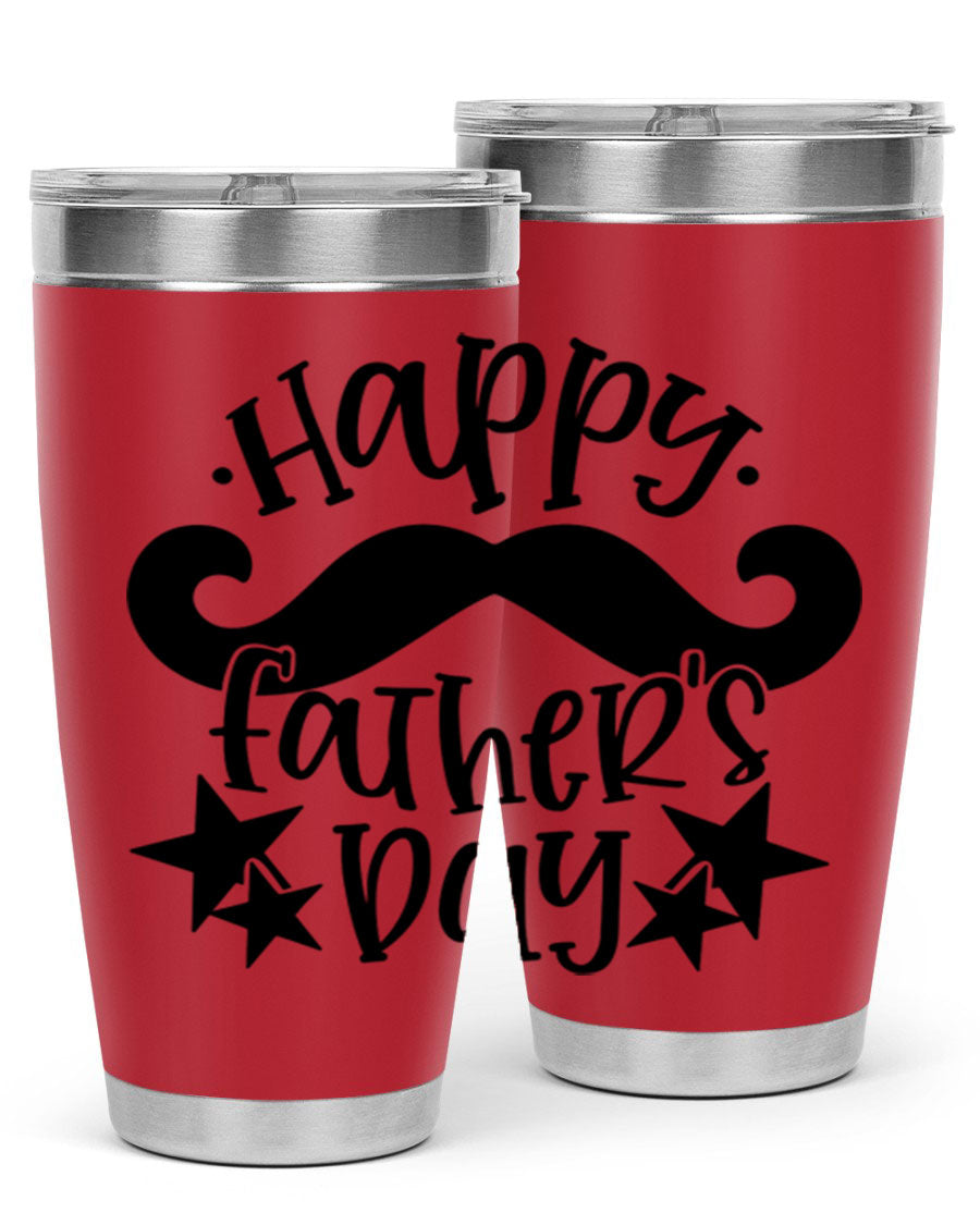 Happy Father's Day 20oz Tumbler made of stainless steel with a drink-thru lid, designed to keep beverages hot or cold.
