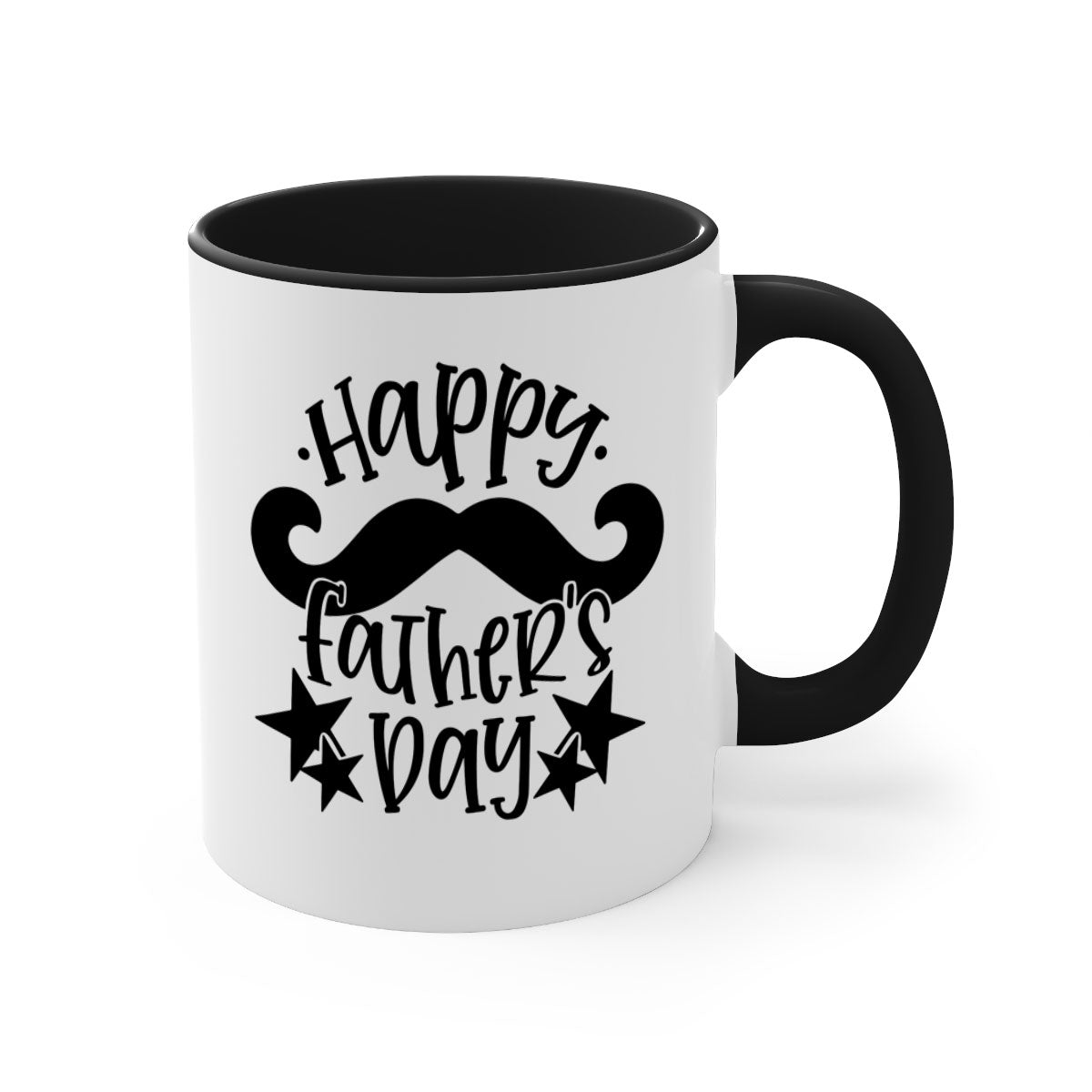 Happy Father's Day Mug with colorful handle and glossy finish, available in multiple colors and sizes.