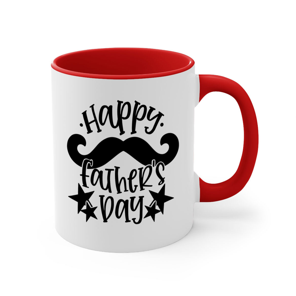 Happy Father's Day Mug with colorful handle and glossy finish, available in multiple colors and sizes.