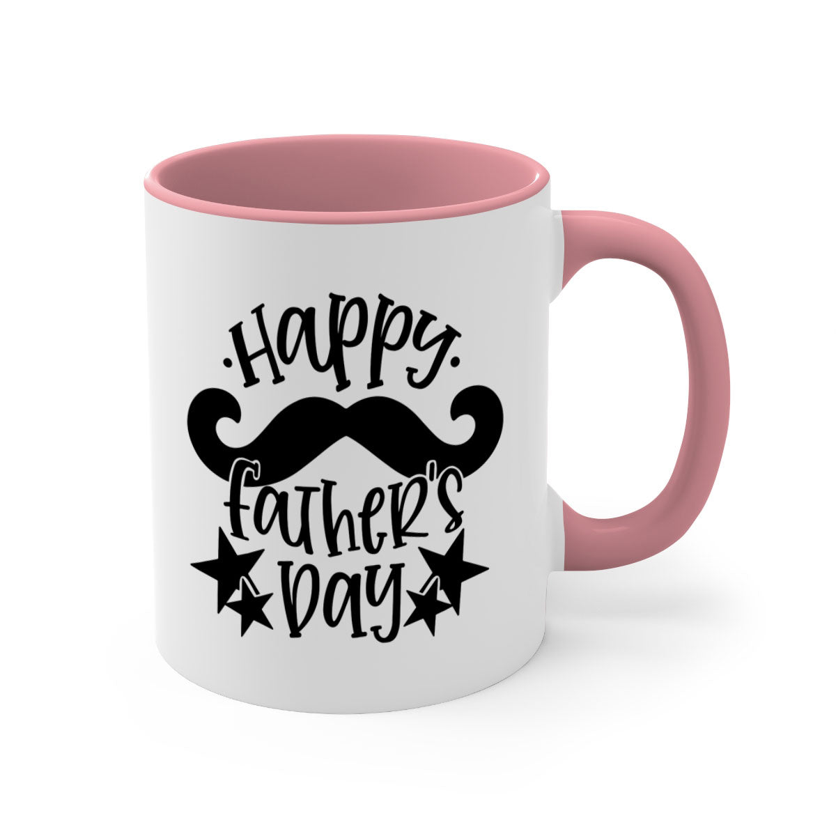 Happy Father's Day Mug with colorful handle and glossy finish, available in multiple colors and sizes.