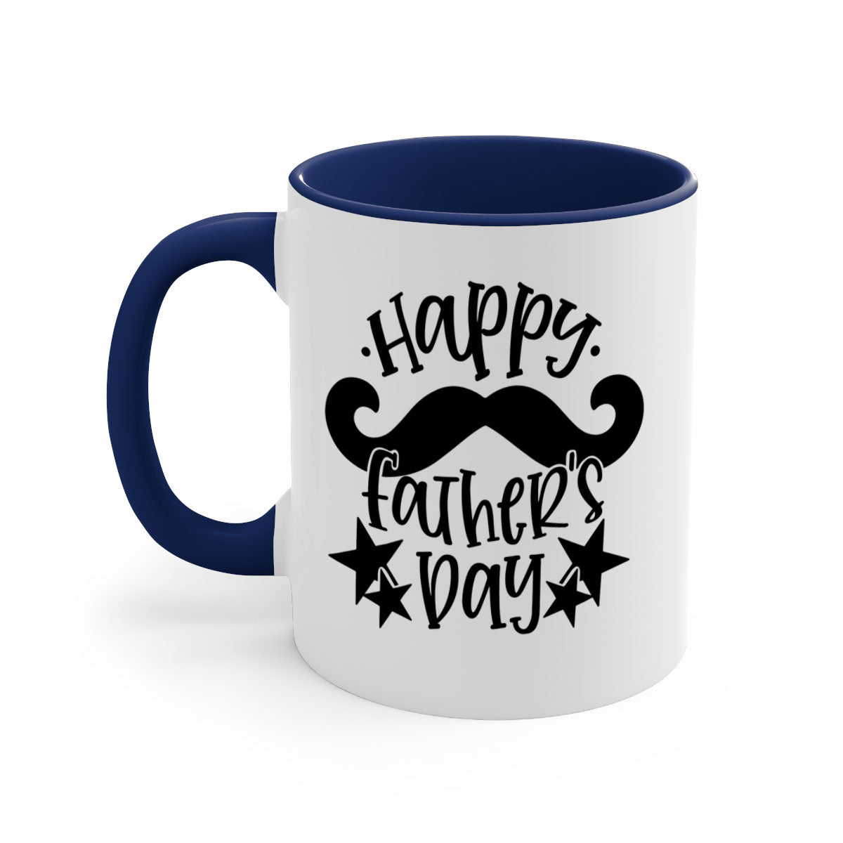 Happy Father's Day Mug with colorful handle and glossy finish, available in multiple colors and sizes.
