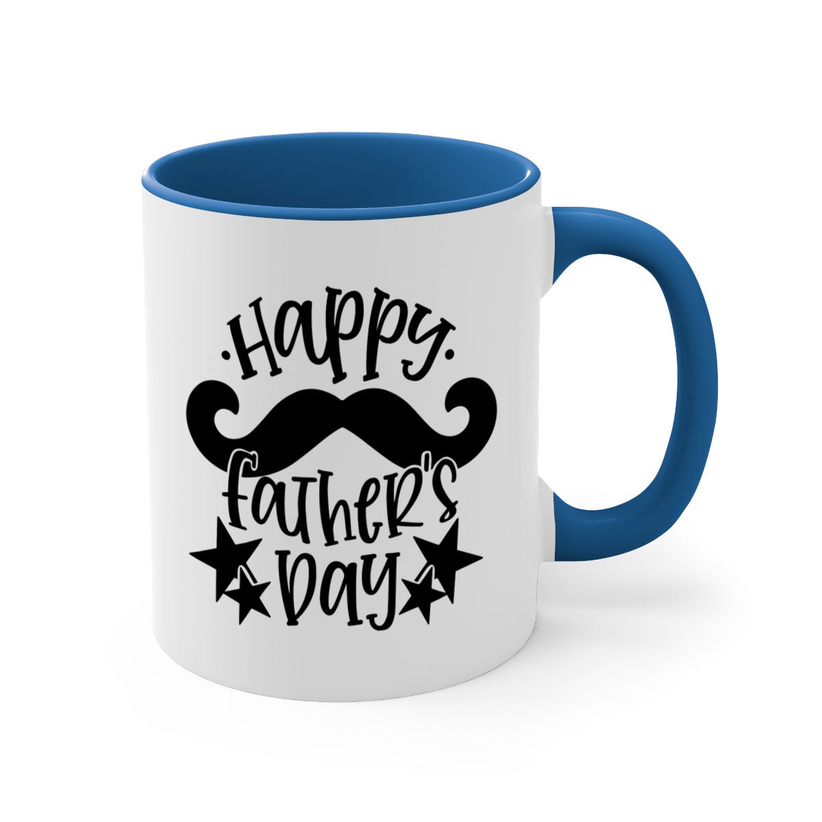 Happy Father's Day Mug with colorful handle and glossy finish, available in multiple colors and sizes.