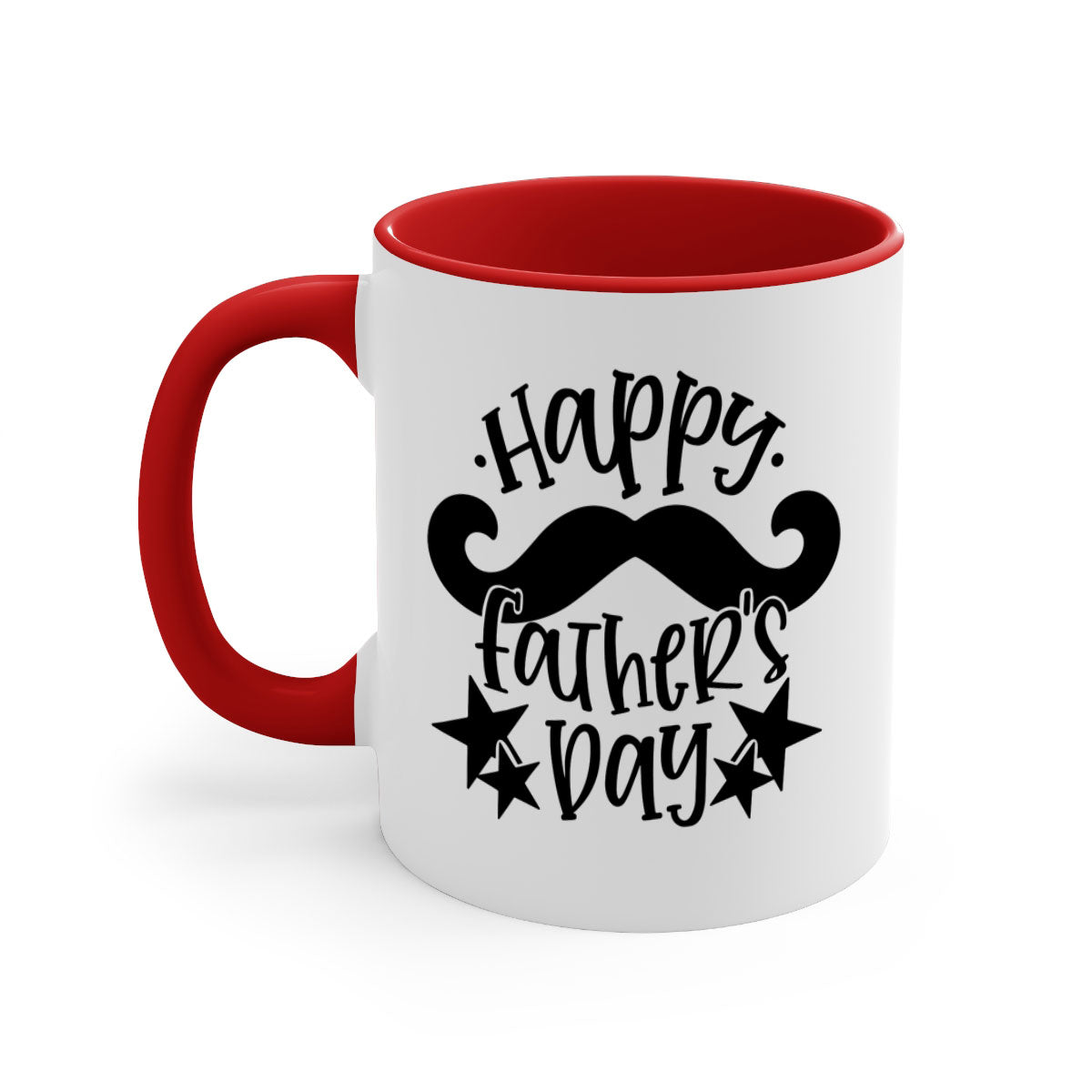 Happy Father's Day Mug with colorful handle and glossy finish, available in multiple colors and sizes.
