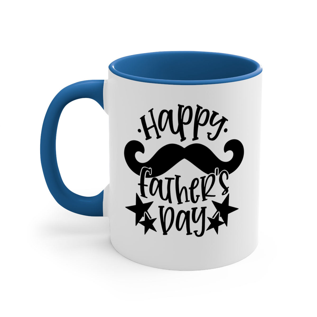 Happy Father's Day Mug with colorful handle and glossy finish, available in multiple colors and sizes.