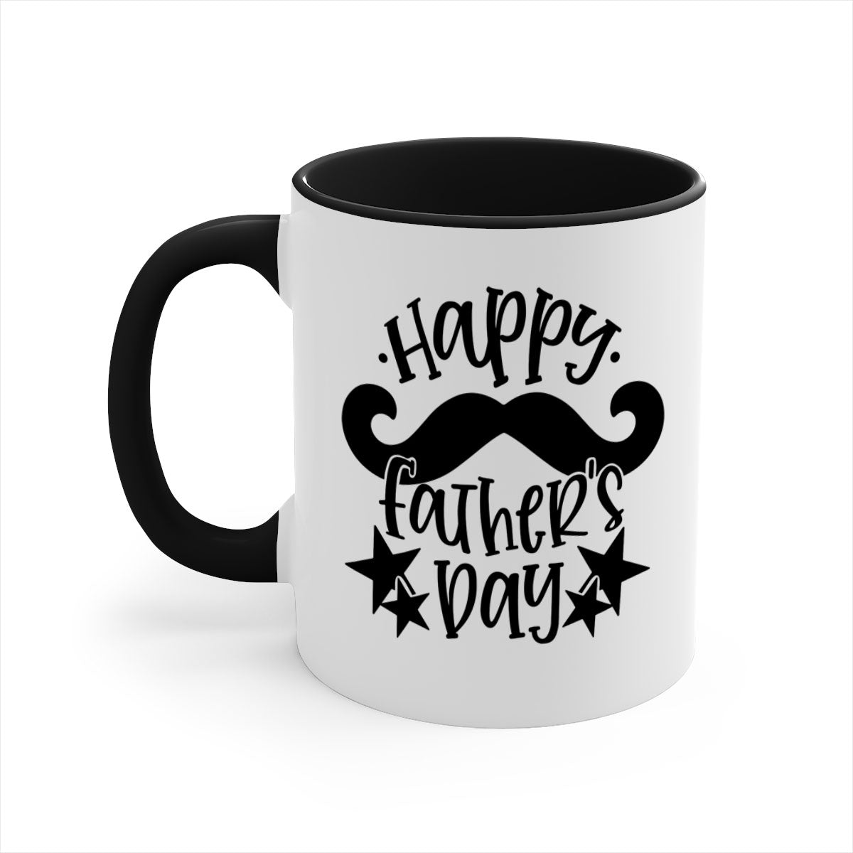 Happy Father's Day Mug with colorful handle and glossy finish, available in multiple colors and sizes.