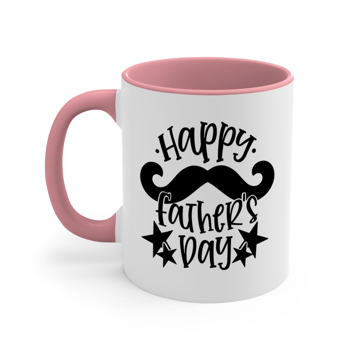 Happy Father's Day Mug with colorful handle and glossy finish, available in multiple colors and sizes.