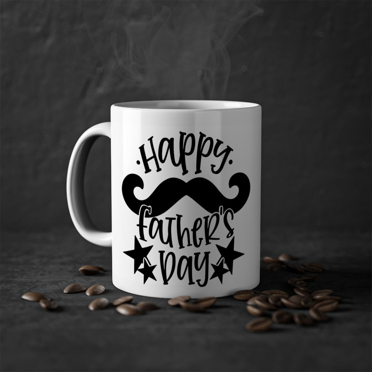 Happy Father's Day Mug with colorful handle and glossy finish, available in multiple colors and sizes.