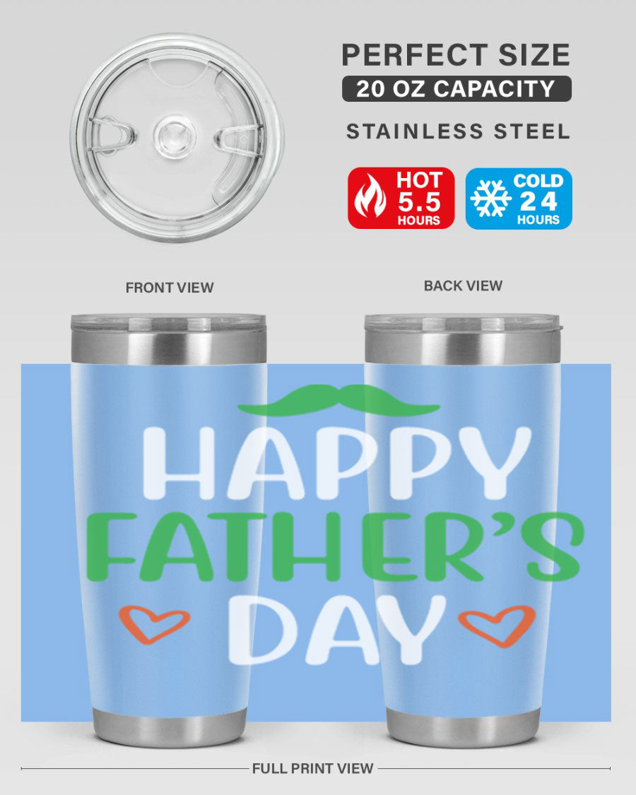 Happy Father's Day 20oz Tumbler made of stainless steel with copper lining, featuring a drink-thru lid, perfect for hot and cold beverages.