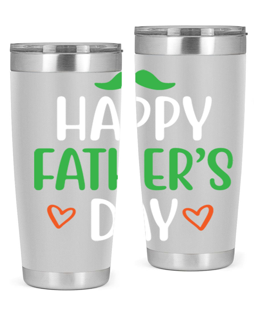 Happy Father's Day 20oz Tumbler made of stainless steel with copper lining, featuring a drink-thru lid, perfect for hot and cold beverages.