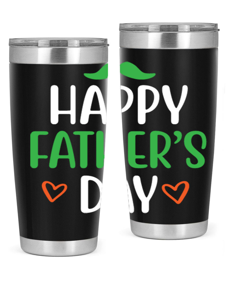 Happy Father's Day 20oz Tumbler made of stainless steel with copper lining, featuring a drink-thru lid, perfect for hot and cold beverages.