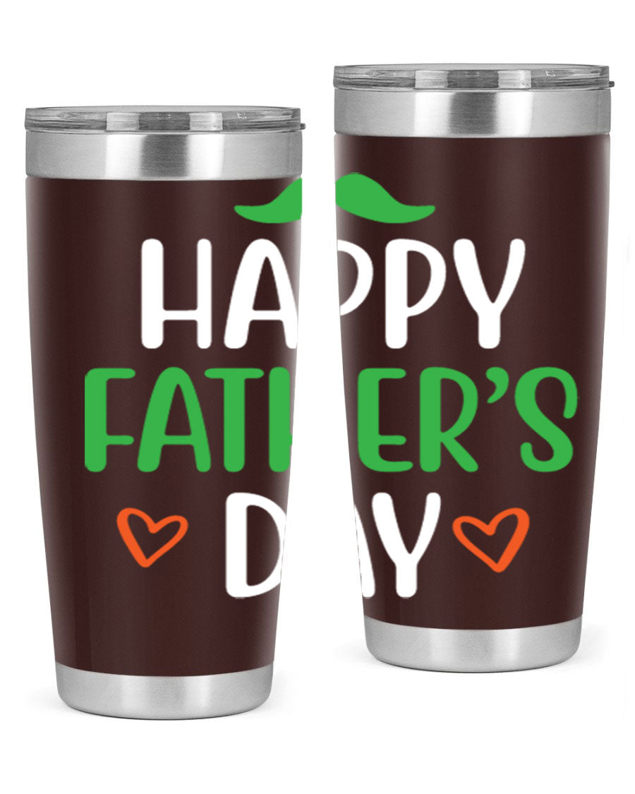 Happy Father's Day 20oz Tumbler made of stainless steel with copper lining, featuring a drink-thru lid, perfect for hot and cold beverages.