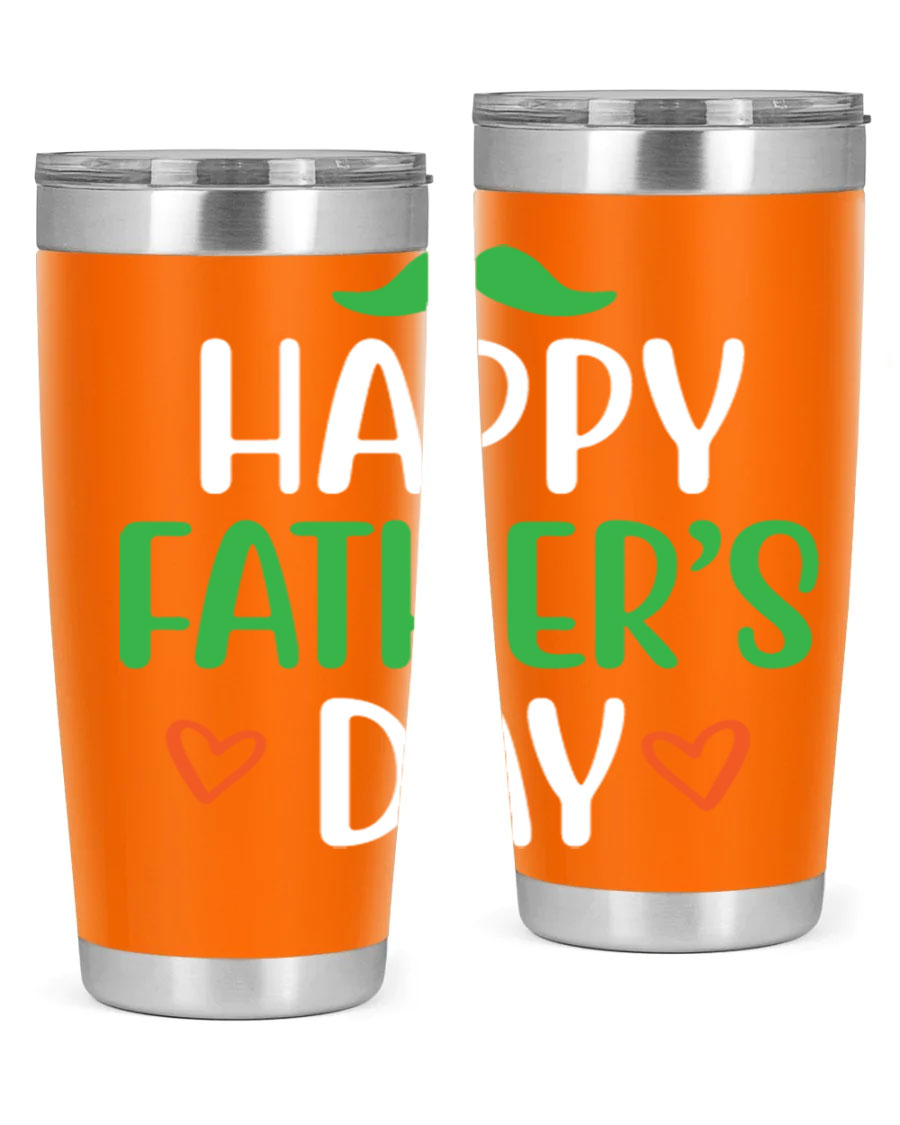Happy Father's Day 20oz Tumbler made of stainless steel with copper lining, featuring a drink-thru lid, perfect for hot and cold beverages.