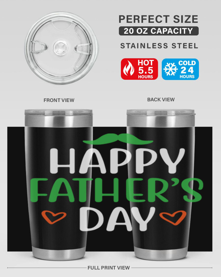 Happy Father's Day 20oz Tumbler made of stainless steel with copper lining, featuring a drink-thru lid, perfect for hot and cold beverages.
