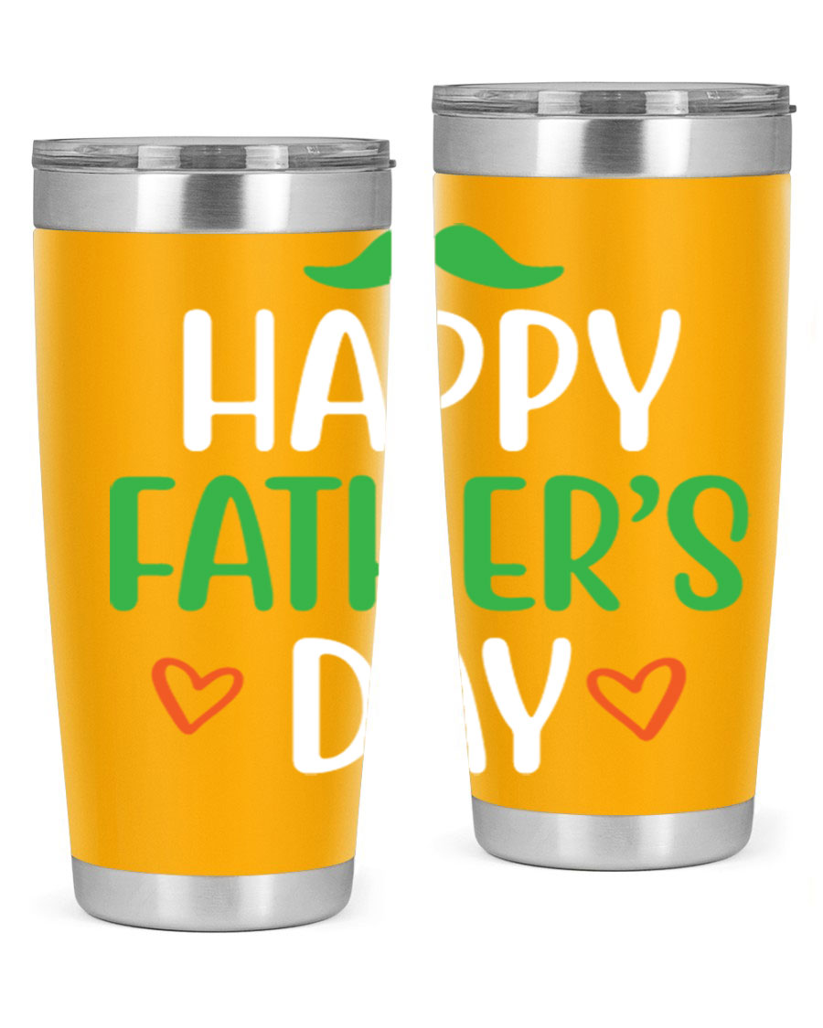 Happy Father's Day 20oz Tumbler made of stainless steel with copper lining, featuring a drink-thru lid, perfect for hot and cold beverages.