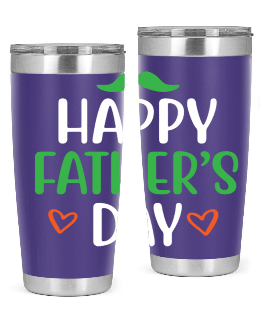 Happy Father's Day 20oz Tumbler made of stainless steel with copper lining, featuring a drink-thru lid, perfect for hot and cold beverages.