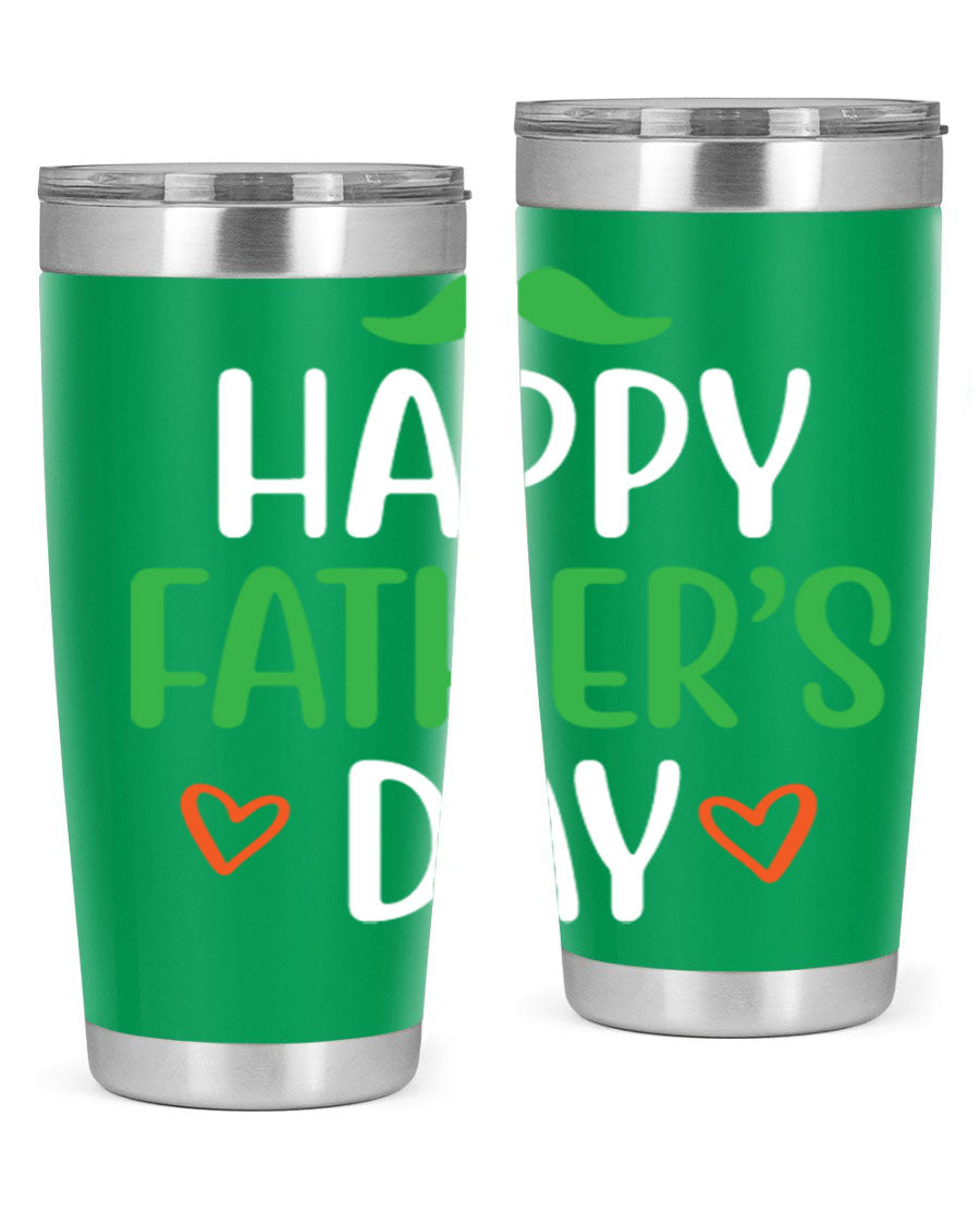 Happy Father's Day 20oz Tumbler made of stainless steel with copper lining, featuring a drink-thru lid, perfect for hot and cold beverages.