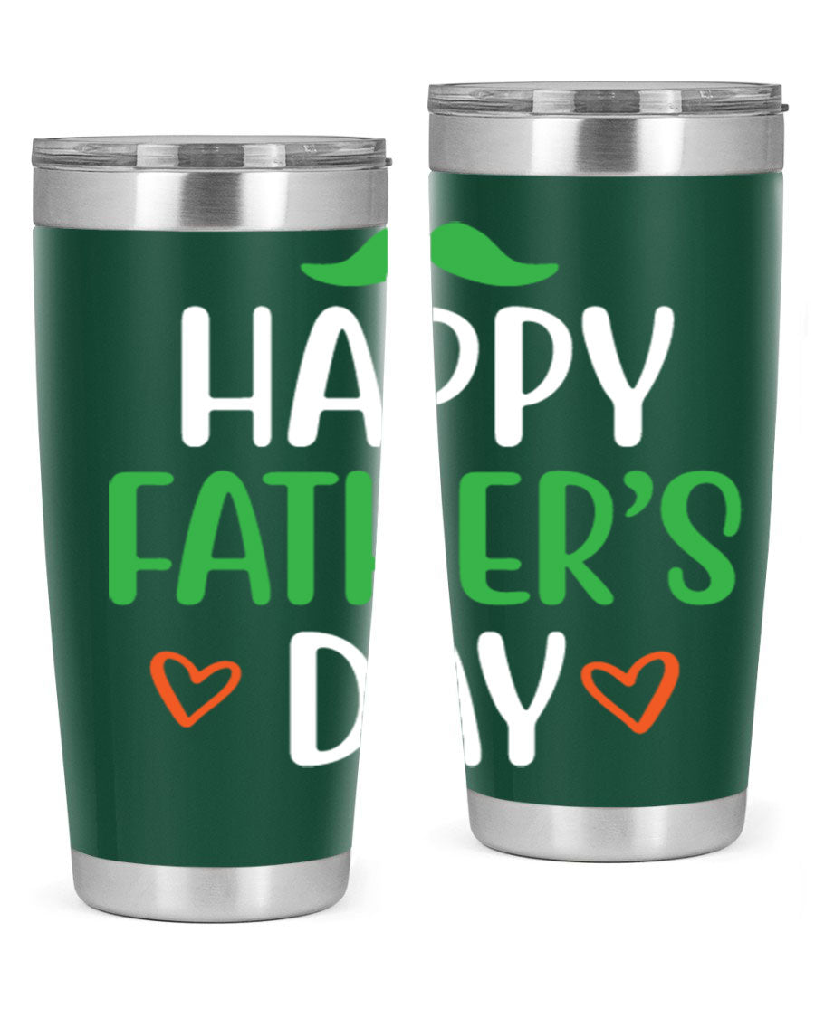 Happy Father's Day 20oz Tumbler made of stainless steel with copper lining, featuring a drink-thru lid, perfect for hot and cold beverages.