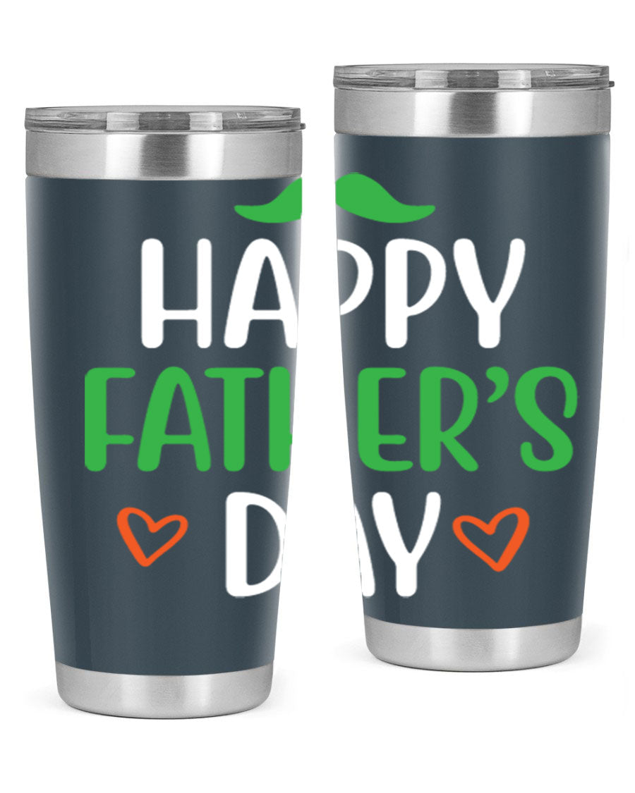 Happy Father's Day 20oz Tumbler made of stainless steel with copper lining, featuring a drink-thru lid, perfect for hot and cold beverages.