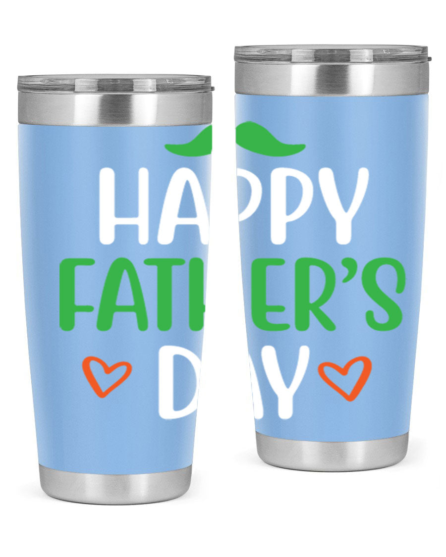 Happy Father's Day 20oz Tumbler made of stainless steel with copper lining, featuring a drink-thru lid, perfect for hot and cold beverages.