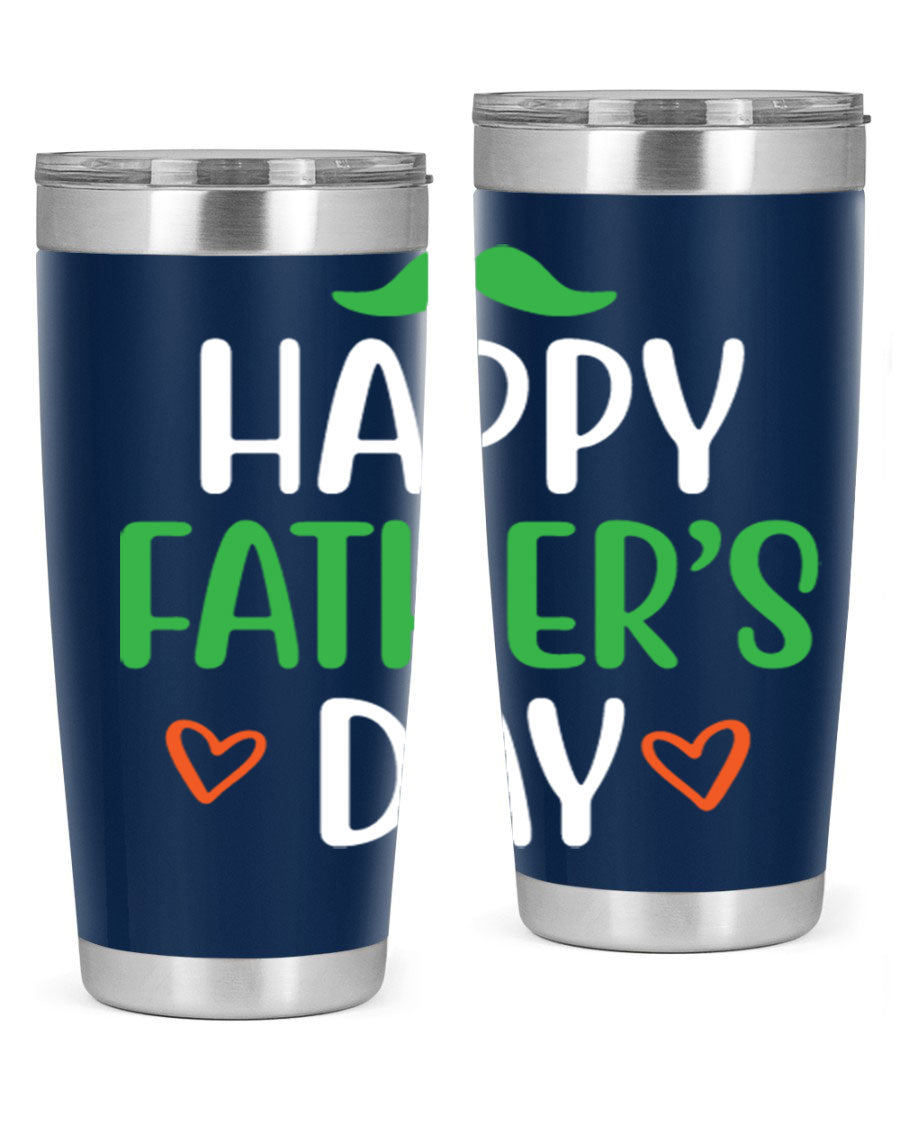 Happy Father's Day 20oz Tumbler made of stainless steel with copper lining, featuring a drink-thru lid, perfect for hot and cold beverages.