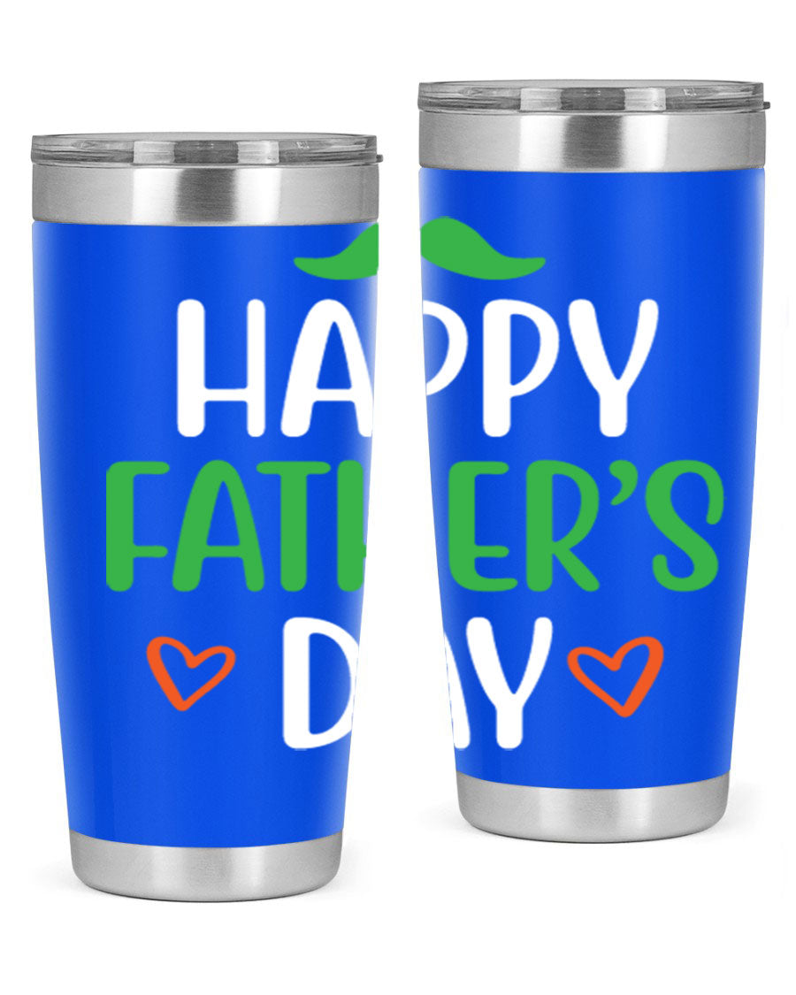 Happy Father's Day 20oz Tumbler made of stainless steel with copper lining, featuring a drink-thru lid, perfect for hot and cold beverages.