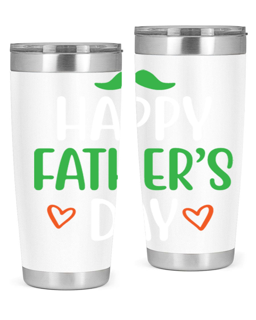 Happy Father's Day 20oz Tumbler made of stainless steel with copper lining, featuring a drink-thru lid, perfect for hot and cold beverages.